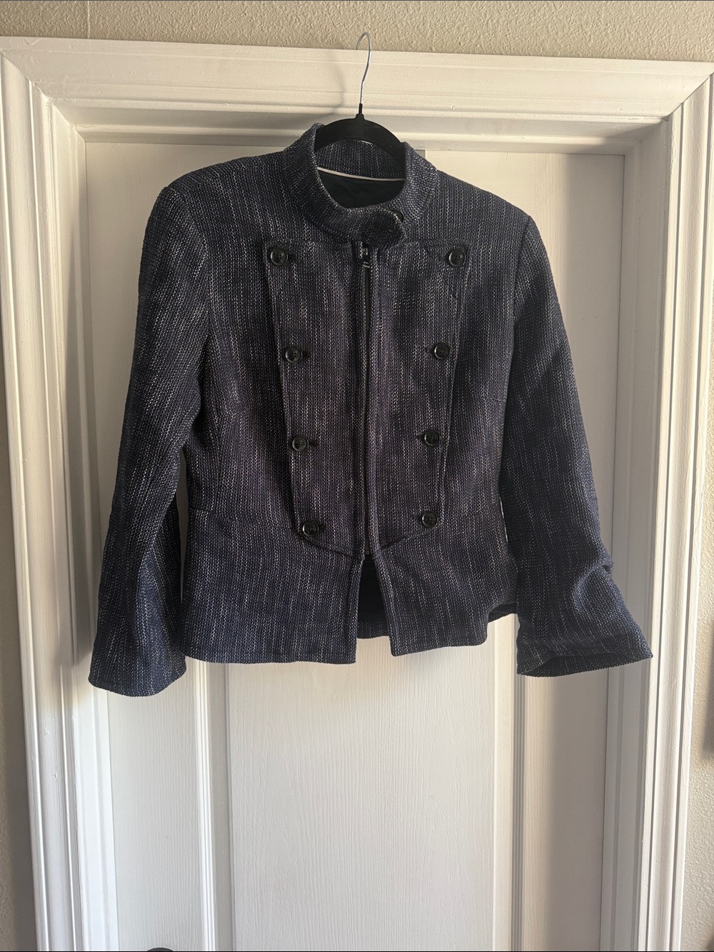 Banana Republic Blue Tweed Military Blazer
